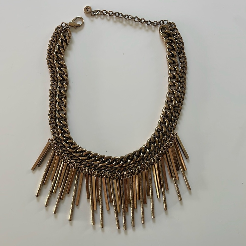 Thick gold chain cascading necklace